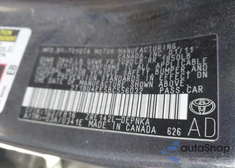 2011 Toyota Corolla Le from USA, damaged, VIN 2T1BU4EE5BC556032